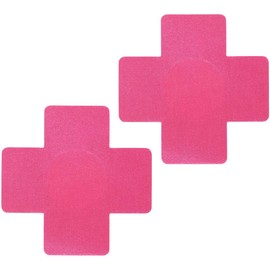 FoxYaye Pink Nipple Pasties - Plain Cross Sexy Raunchy Covers, Explicit Unisex Nippleless, Self Adhesive Breast Cover Cross Soft Lightweight Breathable Fashion Secret