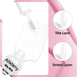 Allstarry White Gel Nail Polish, Air Dry White Nail Polish & UV/LED Milky White Gel Polish Comb Each 0.5 fl.oz/15ml Fingernail Polish for Nail Art DIY Manicure Salon Home Gift for Women - Milky White