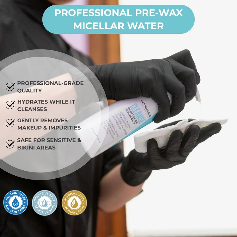 NaturaverdePro Cleanse Organic Pre Wax Micellar Water, Makeup Remover Facial