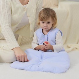 Mosebears Baby Winter Sleeping Bag 2.5 Tog,Toddler Sleep Sack Wearable Blanket 100% cotton baby sleeping bag for Babies 0-24 Months(Blue Fog,18-24 Months)