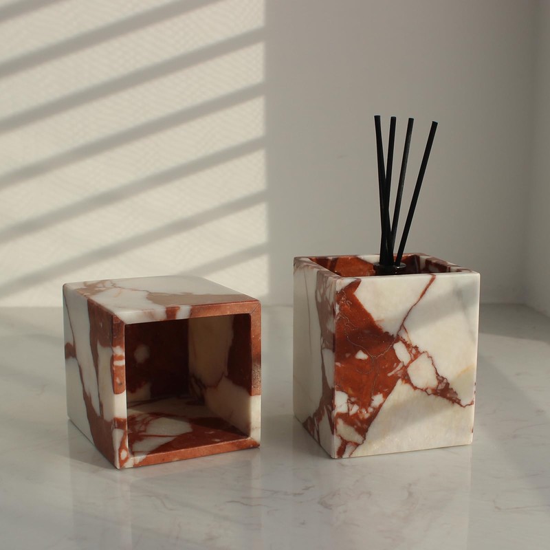 Nawgnail Natural Calacatta Viola Marble Toothbrush Holders for Bathroom, Marble