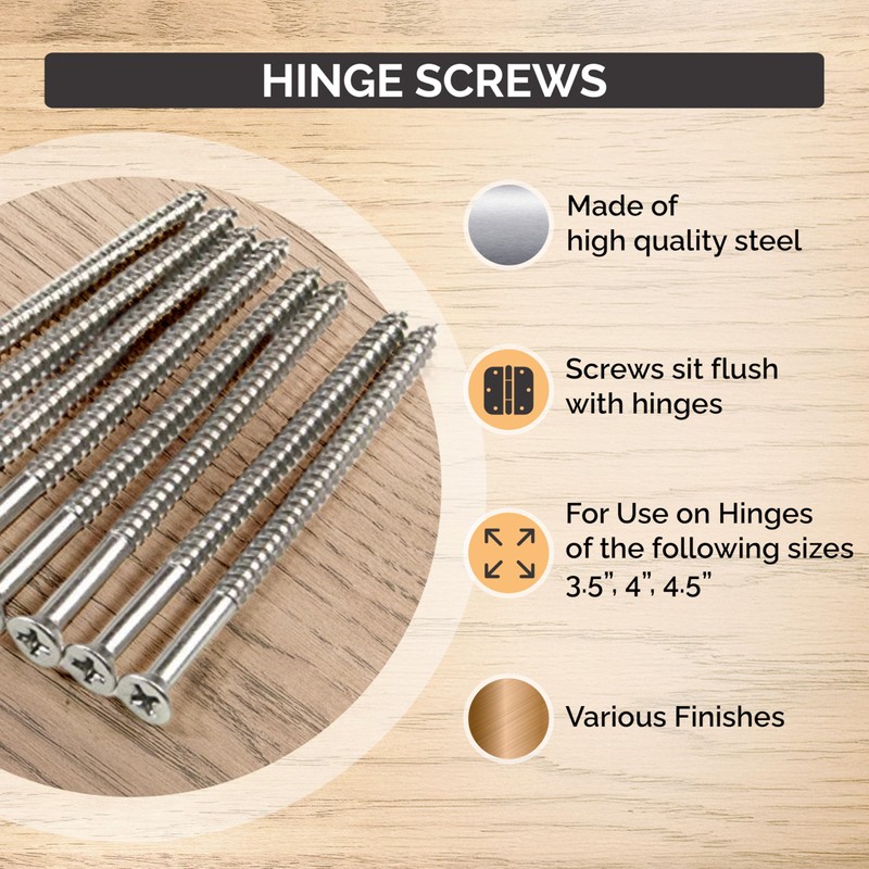 Hinge Outlet Wood Screws, Heavy-Duty Screws for Doors, Cabinets, Furniture