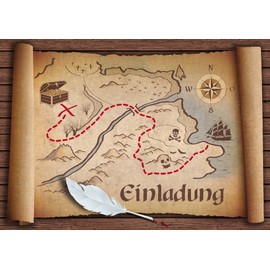 Edition Colibri 10727 Invitation Cards for Children's Birthday Party for Girls and Boys with Old Treasure Hunt / Geocaching