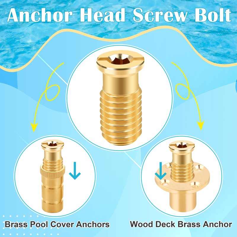 Anglekai 15PCS Pool Cover Anchors Screws, Heavy Duty Swimming Pool