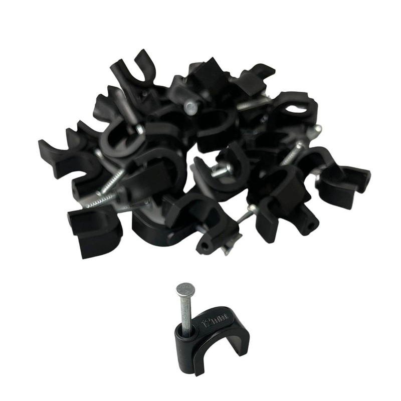 280 Pcs 12mm Type K Black Round Cable Clips