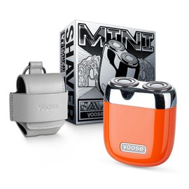 yoose Mini Shaver, Portable Alloy Electric Shavers for Men, Cordless Rechargeable Travel Shaver, Dry Shave, IPX7 Waterproof, Battery Indicator, Travel Lock, Electric Razor with Travel Case - Color: Orange