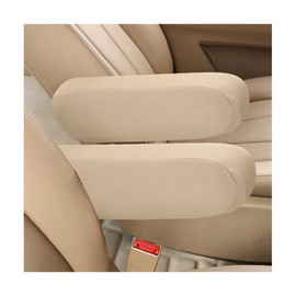 Sylvil 2 PCS Car Front Seat Armrest Covers, Elastic Fabric Auto Seat Armrest Protectors, Comfortable Front Seat Arm Rest Cover Replacement for Most Vehicles, Car Accessories (Beige)