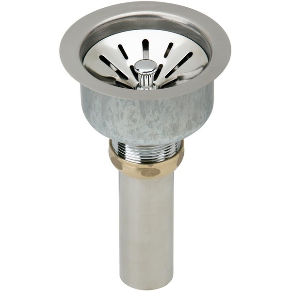 Elkay LK99 3-1/2" Deluxe Drain with Type 304 Stainless Steel Body, Strainer Basket, Rubber Seal, and Tailpiece