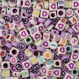 495pcs John Bead Assorted Purple Round & Square Acrylic Alphabet Beads for DIY Craft Jewelry Bracelet Necklace Making