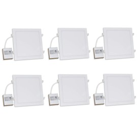 LED FANTASY 11 Inch Square Slim Panel Dimmable 1x1 FT Downlight ETL Listed 5000k 24 Watts 1920 Lumens (11 Inch, 6 Pack)