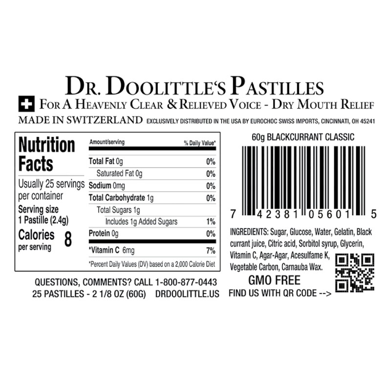 Dr. Doolittle’s Classic Soft Fruit Pastilles for Voice and Throat,