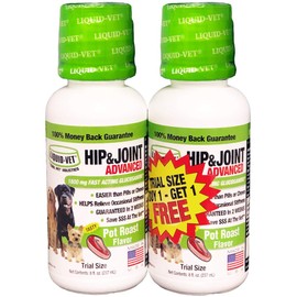 Liquid-Vet K9 Hip & Joint Advanced Formula, Pot Roast Flavor, 8 oz Bogo Trial Pack