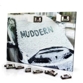 printplanet - Adventskalender mit Namen Muddern - gefüllt mit Schokoladen-Füllung - personalisiert mit Namens-Motiv Autoscheibe - Schoko-Kalender, Weihnachtskalender