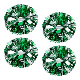 4Pcs Cheerleading Pom Poms for Cheerleader Costume Women, 2 Pair Cheer Pompoms for Boy Girl School Sports Games Team Spirit Cheering Dancing (Sliver Green)
