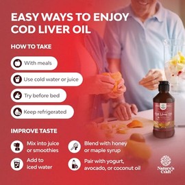 Natures Craft- “Líquido de aceite de hígado de bacalao islandés Líquido de aceite de pescado Omega 3 nórdico capturado salvaje para adultos y niños Ea