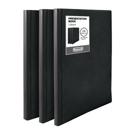 Dunwell Binder with Plastic Sleeves 24-Pocket (3 Pack, Black) - Presentation Book, 8.5 x 11 Portfolio Folder with Clear Sheet Protectors, Displays 48-Page Documents, Certificates, Important Papers