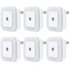 Uigos 6PCS LED Night Lights Plug-In Daylight White Sensor