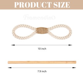 Framendino, 2 Pack Cotton Rope Curtain Tiebacks with Wood Club Wooden Jute Curtains Tie Backs for Farmhouse Home Office