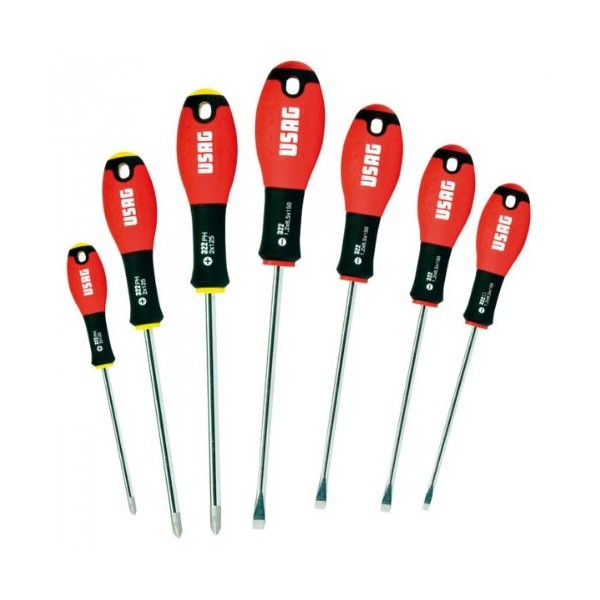 USAG U03220254 322 SH7 Screwdriver for Slot-Head and PHILLIPS Screws (7 Pieces)