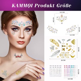 10 Sheets Glitter Stones Face Temporary Tattoos Wolf Lion Tiger Animals Temporary Tattoos Skull Rose Fake Tattoo Sticker Glow in the Dark for Party Carnival