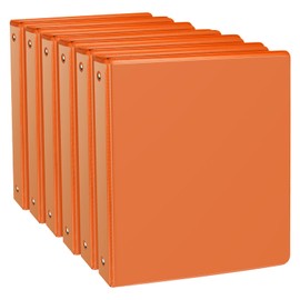 COMIX 3 Ring Binder 1 inch with Clear View Cover, 1" View Binder Holds 200 Sheets of US Letter Size Paper, 6 Pack (Orange)