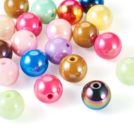Magibeads 20Pcs 12mm Round Bubblegum Acrylic Beads Random Color Chunky Pen Beads Colorful Focal Beads Kandi Bracelet Beads for Crafts DIY Keychain Pens Jewelry Making Supplies