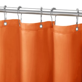Gibelle Long Shower Curtain Liner 72 x 78 Inches, Orange Shower Curtain Liner, Washable Waterproof Fabric Bathroom Shower Curtain Set with Hooks