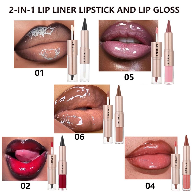 MiaSarah Lip Liner Gloss Lip Combo Sets Kit,Nude Brown Lip