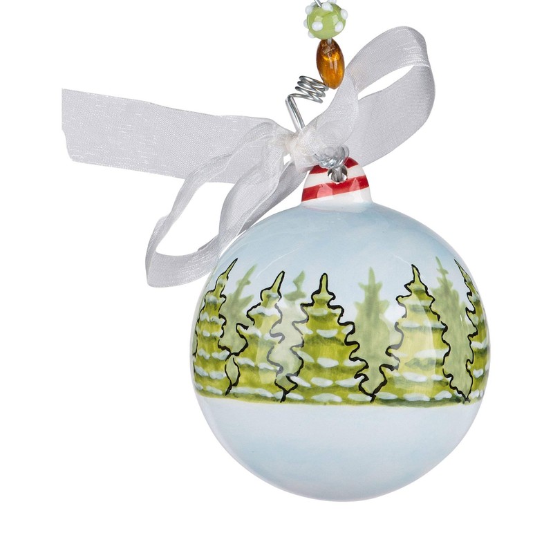 Glory Haus, Christmas Ornament, Hand Painted, Ceramic Ball (Christmas Church)