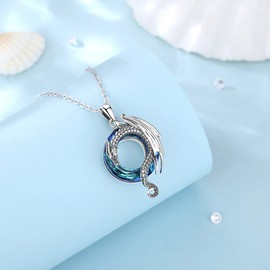 EUDORA Harmony Ball Sterling Silver Dragon Necklace for Women, Austrian Crystal Dragon Pendant Jewelry Gifts for Girls Wife Daughter Boys Birthday Valentine Day Gift, 18 Inch Chain