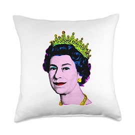 Elizabeth Pop Art Portrait Coronation Queen of England Throw Pillow