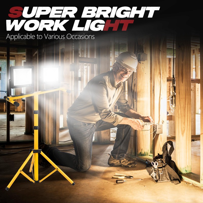 22000 Lumen Work Lights with Stand, 2 Adjustable Head LED