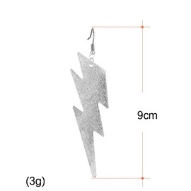 Punk Exaggerated Lightweight Lightning Thunder Weather Bolt Dangle Hanging Earrings for Women Statement Jewelry -Silver