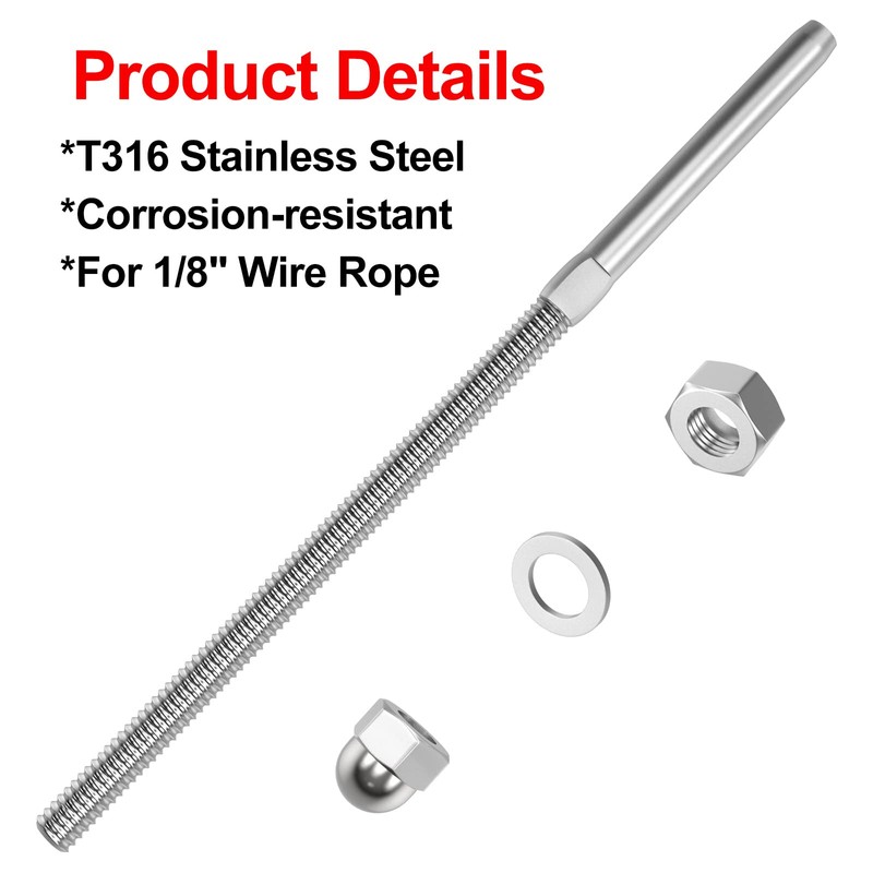 BLIKA 50 Pack 6" Long Swage Threaded Stud Tension End