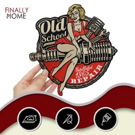 Finally Home Large Old School Repair Biker Back Patch for Iron-On Leather Coats Motorcycle Cowl Patches, Women Back Patches, Screws Motorcycle Patches, Patches for Men