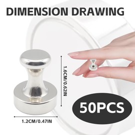 Neodymium Magnets N52, 12 x 16 mm, Pack of 50, Extra Strong, for Magnetic Board, Fridge, Whiteboard, Office (50, Silver)