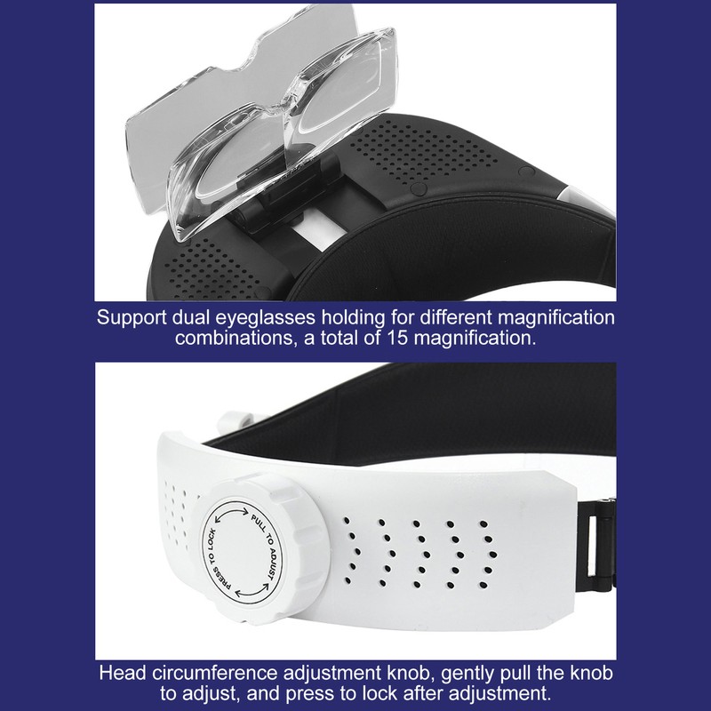 Head Magnifier Rechargeable Magnifying Glasses LED with 5pcs Eyeglass for