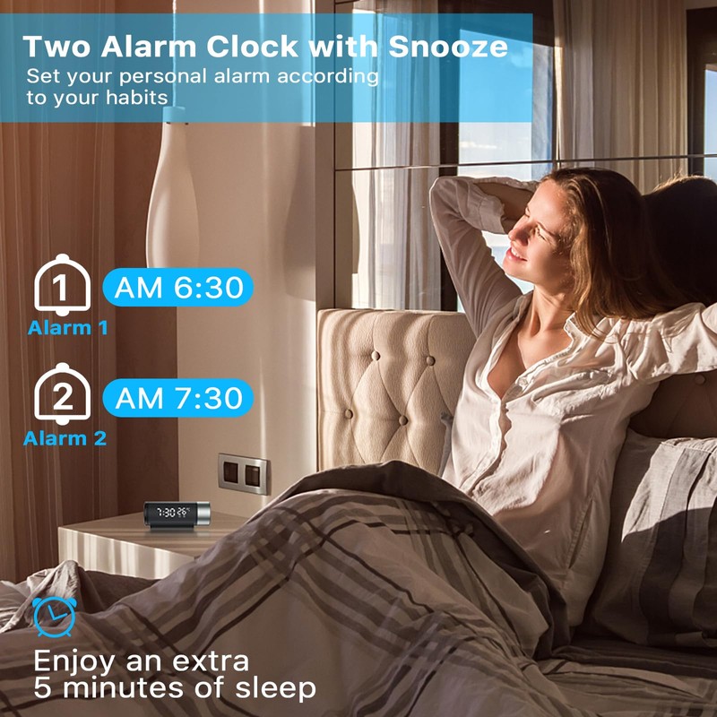 Projection Alarm Clock, Digital Projection Alarm Clock with Temperature and