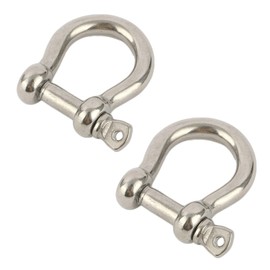 D Bow Ring Shackle Locks, 304 Stainless Steel D Ring, Screw Pin Anchor Shackle for Traction Steel Wire, Heavy Duty Construction, Rigging, Vehicle Recovery, Hauling, Tie Downs, Hanging (M12-2Pcs)
