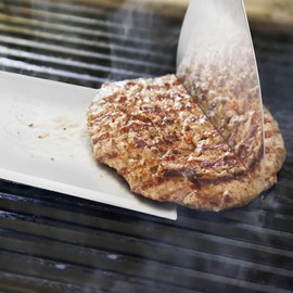 2 PCS Wood Handle Grill Spatula, lyfLux Stainless Steel Large Turner, Slant Edge Grill Scraper for Barbecue spatula, Hamburger Spatula, Cast Iron Skillet, Griddle Scraper