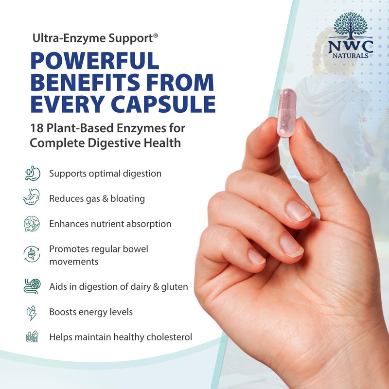 NWC Naturals Ultra-Enzyme Support, Natural Digestive Supplement, Promotes Optimal Health
