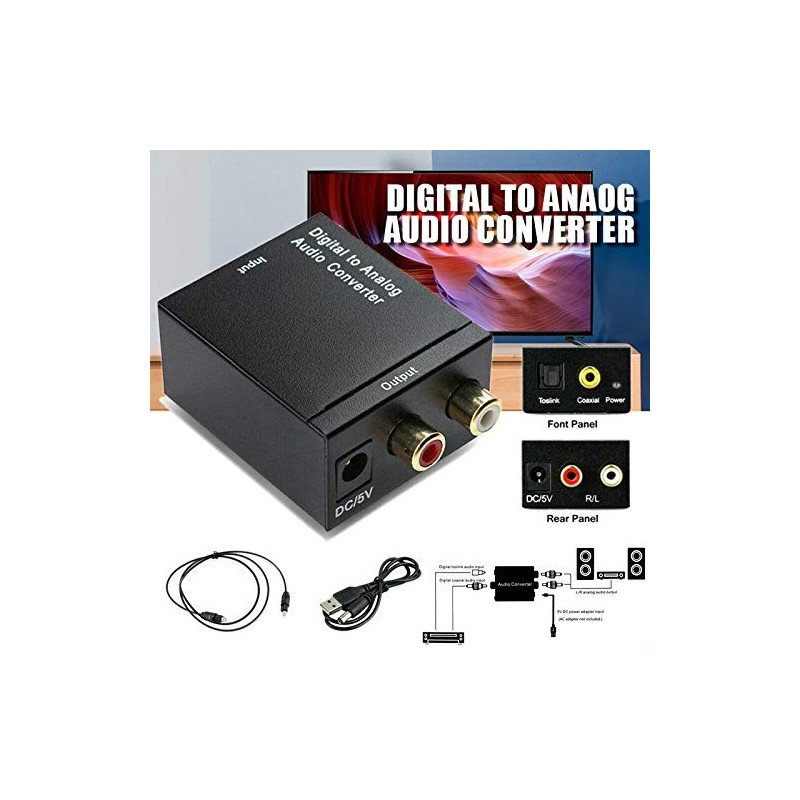 Tuperoymse Digital to Analog Audio Converter Optical Fiber Toslink Coaxial