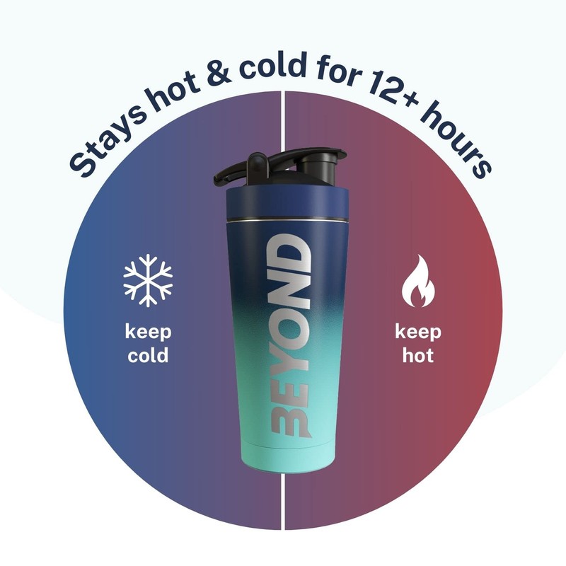 Beyond Shakers Insulated Metal Protein Shaker, Stainless Steel Supplement Bottle