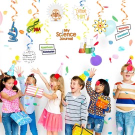 Science Theme Hanging Swirl Decor Science Investigation Steps Ceiling Whirl Streamer Hanging Cutout for Kids Birthday Science Lab School or Classroom Event Astronomy Biology Chemistry Physics Party