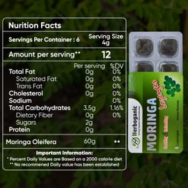 HERBOGANIC Moringa Lozenges Pack of 20, 6 Pack per Box 120 lozenges