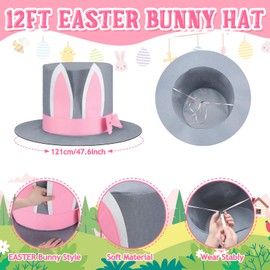 Geyoga 12 ft Skeleton Accessories Easter Bunny 12 Foot Skeleton Hat Rabbit Ear Costume Outdoor Giant Skelly Clothes for Garden Lawn Spring Decor