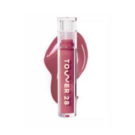 Tower 28- ShineOn Milky Lip Jelly, SESAME, brillo labial vegano hidratante y no pegajoso en malva lechoso, albaricoque y rojo