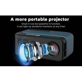 Mini Projector, HD 1080P WiFi Video Projector, Portable Outdoor Projector with Tripod, Gift for Kids, Home Theater Movie Phone Projector Compatible with USB, AV, Smartphone/Tablet/Laptop (cyan)