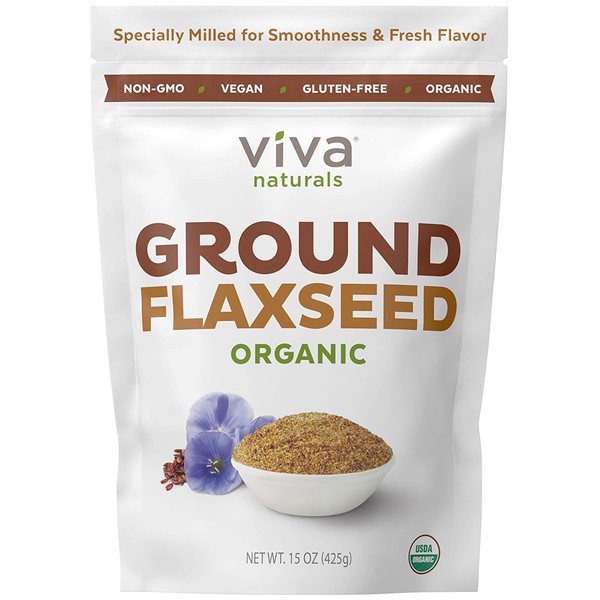 Viva Naturals - The BEST Organic Ground Flax Seed, 15 oz - Proprietary Cold-milled Technology