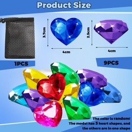 Mezrkuwr Pack of 9 Large Diving Gemstones, Pool Toy, Pool Toy for Children, Summer Throw Toy for the Pool with Various Diving Gemstones, Beach Toy